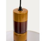 Mavran ceiling lamp in brown and mustard ceramic with cotton lampshade