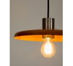 Lampada da soffitto Nuvira in metallo spazzolato grigio chiaro e paralume arancione