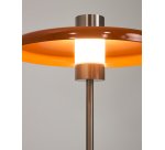 Nuvira table lamp in light grey brushed metal and orange lampshade