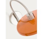 Nuvira wall light in light grey brushed metal with orange lampshade