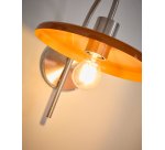 Nuvira wall light in light grey brushed metal with orange lampshade