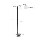 Lampadaire Eilo en acier noir avec boule en verre dépoli