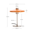 Nuvira table lamp in light grey brushed metal and orange lampshade