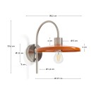 Nuvira wall light in light grey brushed metal with orange lampshade