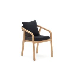 Malaret chair in solid eucalyptus and black cord
