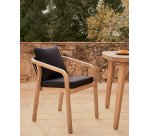 Chaise Malaret en bois d'eucalyptus massif et corde noire