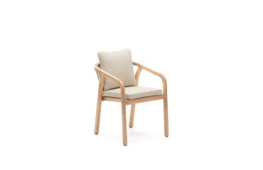 Malaret chair in solid eucalyptus and beige cord