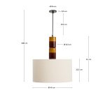 Mavran ceiling lamp in brown and mustard ceramic with cotton lampshade