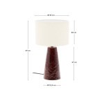 Drava table lamp in burgundy ceramic with cotton shade