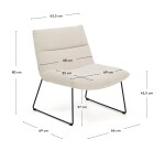 Fauteuil Asen en chenille beige et pieds en acier noir