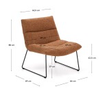 Fauteuil Asen en chenille terracotta et pieds en acier noir FSC 100%
