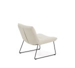 Fauteuil Asen en chenille beige et pieds en acier noir