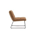 Fauteuil Asen en chenille terracotta et pieds en acier noir FSC 100%