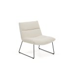 Fauteuil Asen en chenille beige et pieds en acier noir