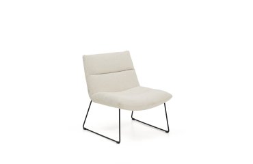 Asen beige chenille armchair with black steel legs FSC 100%
