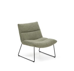 Poltrona Asen in ciniglia verde e gambe in acciaio nero FSC 100%