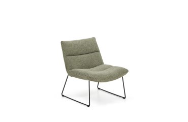 Asen green chenille armchair with black steel legs FSC 100%