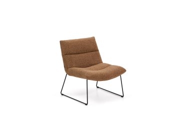 Asen terracotta chenille armchair with black steel legs FSC 100%