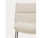 Fauteuil Asen en chenille beige et pieds en acier noir