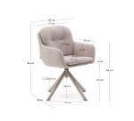 Lexa swivel chair in beige chenille and steel legs in a beige finish
