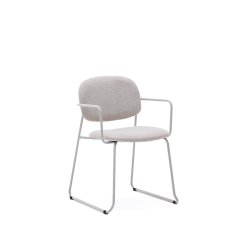 Chair Meli in beige chenille and beige metal structure