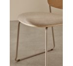 Chaise empilable Meli en contreplaqué de peuplier avec assise en chenille beige et pieds en métal beige