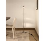 DE_Lampadaire Nuvira en métal brossé gris clair