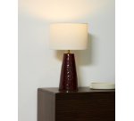 Drava table lamp in burgundy ceramic with cotton shade