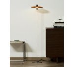 Lampadaire Nuvira en métal brossé gris clair avec abat-jour orange