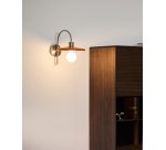 Nuvira wall light in light grey brushed metal with orange lampshade