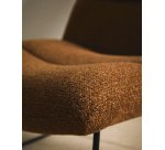 Fauteuil Asen en chenille terracotta et pieds en acier noir FSC 100%