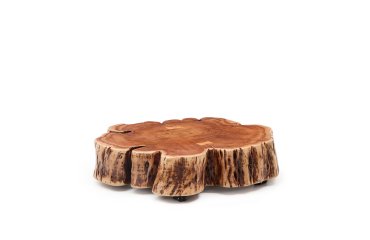 Tavine coffee table in solid acacia wood with bleached finish with wheels Ø85cm
