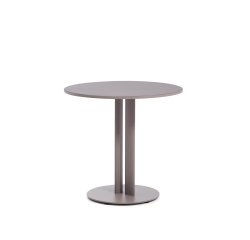 Table ronde d’extérieur Sedalis en acier avec plateau en aluminium taupe Ø 80 cm