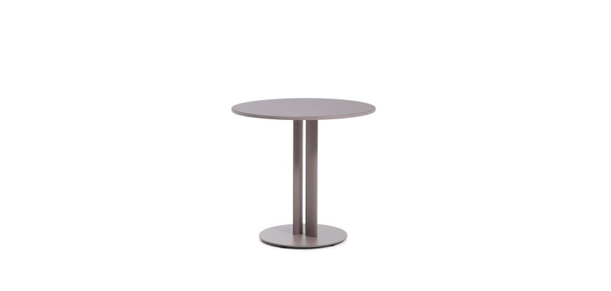 Sedalis round outdoor table in steel with taupe aluminium top Ø80cm