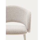 Chaise Maina en tissu chenille épais et pieds en acier beige