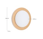 Plafonnier Novae en acier brossé effet bois clair et verre dépoli Ø 40 cm