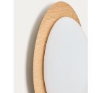 Plafonnier Novae en acier brossé effet bois clair et verre dépoli Ø 40 cm