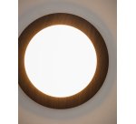 Plafonnier Novae en acier brossé effet bois foncé et verre dépoli Ø 40 cm