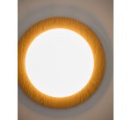 Plafonnier Novae en acier brossé effet bois clair et verre dépoli Ø 40 cm