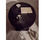 Auxiliary table Ovak in acacia wood with black finish Ø 50 cm