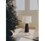 Drava table lamp in burgundy ceramic with cotton shade