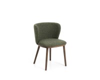 Chaise Ciselia en chenille épaisse vert foncé et pieds en bois de frêne avec finition ton noyer FSC Mix Credit