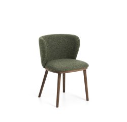 Sedia Ciselia in ciniglia spessa verde scuro e gambe in legno massiccio di frassino con finitura noce FSC Mix Credit