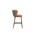Sgabello Ciselia in ciniglia spessa terracotta e gambe in legno massiccio di frassino con finitura noce FSC Mix Credit 65 cm