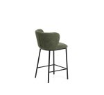 Tabouret Ciselia en chenille épaisse vert foncé et pieds en acier avec finition noire FSC Mix Credit 65 cm