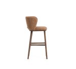 Ciselia thick terracotta chenille stool with ash wood legs and walnut tone finish 75 cm