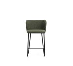 Tabouret Ciselia en chenille épaisse vert foncé et pieds en acier avec finition noire FSC Mix Credit 65 cm
