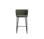 Tabouret Ciselia en chenille épaisse vert foncé et pieds en acier avec finition noire FSC Mix Credit 75 cm