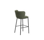 Tabouret Ciselia en chenille épaisse vert foncé et pieds en acier avec finition noire FSC Mix Credit 75 cm