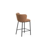 Tabouret Ciselia en chenille épaisse terracotta et pieds en acier avec finition noire FSC Mix Credit 65 cm